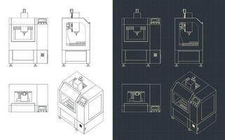 CNC PCB drilling and routing machine blueprints vector