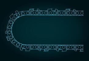 Chainsaw chain blueprint vector
