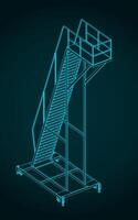 Mobile work platform isometric blueprint vector