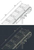 Chain conveyor close up drawings vector