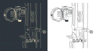 Compound bow close-up illustrations vector
