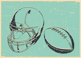 American football helmet and ball retro style vector