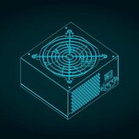 PSU isometric blueprint vector