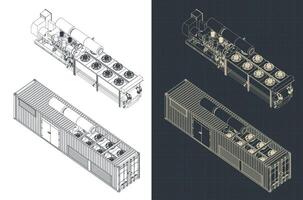 Container type generator structure blueprint vector