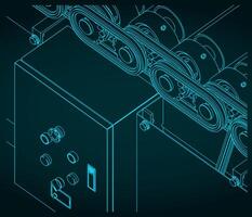 Roller conveyor mechanism and control close up vector