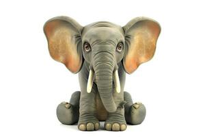 Cute cartoon elephant, isolated on a white background. Concept of character design, wildlife, funny animals. Digital illustration photo
