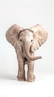 Cute baby elephant on a white background. Realistic elephant figure isolated. Concept of animals, zoology, wildlife education, and conservation awareness. Vertical. photo