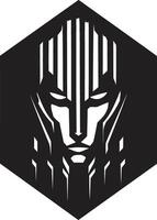 Electronic Avatar Black Robot Face Robotic Revolution Cybernetic Head Symbol vector