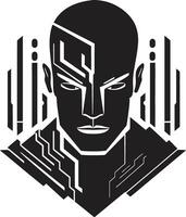 Futuristic Interface Cyberrobot Head Metallic Marvel Black Robotic Face Symbol vector