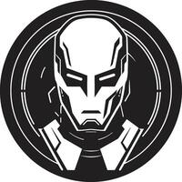 Metallic Maestro Black Cyberrobotic Symbol Digital Dynamo Robot Face vector
