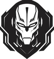 Futuristic Fusion Black Cyberrobot Head Digital Dynamo Cybernetic Face vector