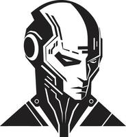 Digital Dynamo Cybernetic Head Symbol Cybernetic Spectacle Black Robot Face vector