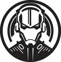 Digital Dynamo Robot Face Symbol Cybernetic Crusader Cyberrobotic Head vector
