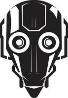 Metallic Maestro Cyberrobot Head Digital Dynamo Cybernetic Face Symbol vector