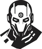 Digital Dynamo Cybernetic Head Symbol Cybernetic Spectacle Black Cyberrobot vector