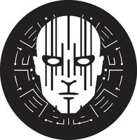 Robotic Resonance Cybernetic Face Techno Trooper Black Cyberrobot Head Symbol vector