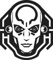 Digital Cerebrum Black Cyberrobot Cybernetic Visionary Robot Face vector