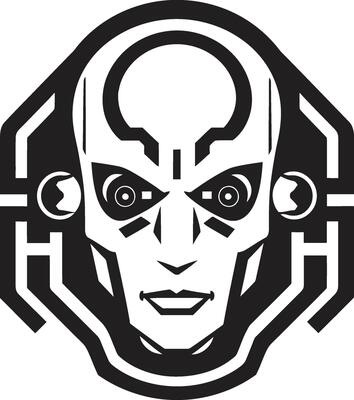 Digital Cerebrum Black Cyberrobot Cybernetic Visionary Robot Face