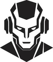 Techno Titan Robot Face Electronic Enigma Cybernetic Head Symbol vector