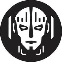 Futuristic Fusion Cyberrobot Face Metallic Maestro Black Robot Face vector
