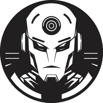 Electronic Enigma Cybernetic Face Symbol Robotic Rhapsody Black Robot Face