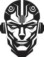 Digital Cerebrum Black Robot Face Cybernetic Visionary Cyberrobot Head vector