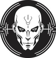 Techno Titan Cyberrobotic Face Symbol Electronic Enigma Black Robot Face vector