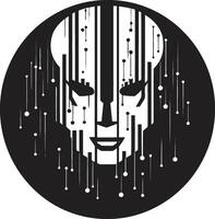 Futuristic Gaze Black Robot Head Digital Dynamo Cybernetic Face vector
