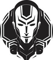 Robotic Revelation Cybernetic Head Symbol Digital Sentinel Robot Face vector