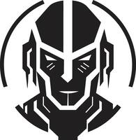 Techno Triumph Cyberrobot Head Digital Dynamo Cybernetic Face Symbol vector