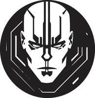 Digital Automaton Robotic Face Symbol Techno Android Cyberrobotic Head vector