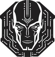 Technological Titan Cyberrobot Head Graphic Electronic Avatar Black Robot Face vector