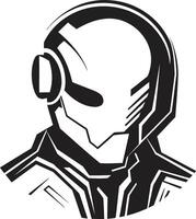 Robotic Revelation Black Robot Futuristic Fusion Cybernetic Face vector