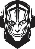Electronic Enigma Futuristic Cyberrobot Robotic Rhapsody Black Face vector