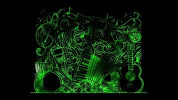 Neon frame effect essence of Colombian music, glow, black background. video