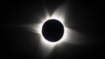 Solar eclipse with star-filled background. Astronomical event with a darkened sun. Concept of astronomy, celestial phenomenon, cosmic event, night sky observation photo