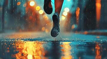 Runner's legs in motion during marathon photo