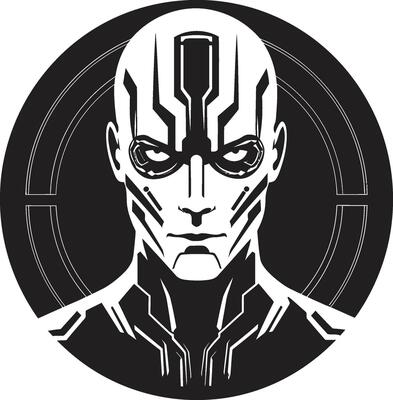 Digital Cerebrum Black Robot Cybernetic Visionary Futuristic Face