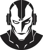 Electronic Avatar Black Cyberrobot Futuristic Gaze Robot Face vector