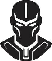 Metallic Maestro Robot Face Head Digital Dynamo Cybernetic Head Symbol vector