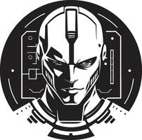 Electronic Evolution Cybernetic Head Symbol Futuristic Fusion Cyberrobot Face vector