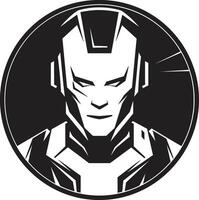 Digital Sentinel Robot Face Technological Triumph Cyberrobotic Head vector