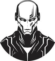 Electronic Avatar Cybernetic Face Futuristic Gaze Black Cyberrobot vector