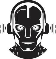 Digital Dynamo Cybernetic Face Mechanical Monarch Cyberrobotic Head Symbol vector