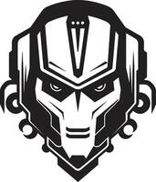 Futuristic Gaze Black Cyberrobot Cybernetic Sentinel Robotic Head Symbol vector