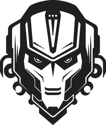 Futuristic Gaze Black Cyberrobot Cybernetic Sentinel Robotic Head Symbol