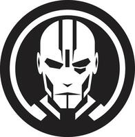 Futuristic Fusion Black Robot Face Metallic Maestro Cyberrobot Head vector
