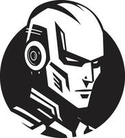 Futuristic Gaze Robot Face Cybernetic Sentinel Cyberrobotic Head Symbol vector