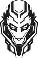 Cybernetic Sentinel Cyberrobotic Head Symbol Mechanical Monarch Black Robot Face vector