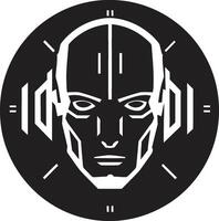 Metallic Maestro Cybernetic Cybernetic Crusader Black Robot Head vector